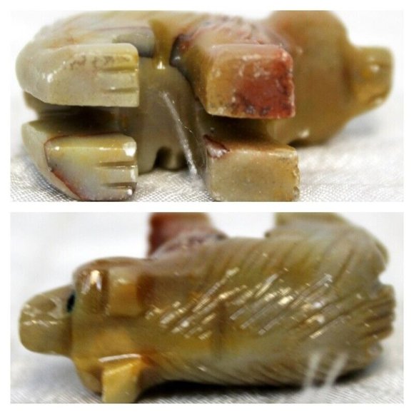 Small Wild Animal Figurines Ceramic Panda Baboon Stone Bear Shell Dog Carved - Picture 9 of 12